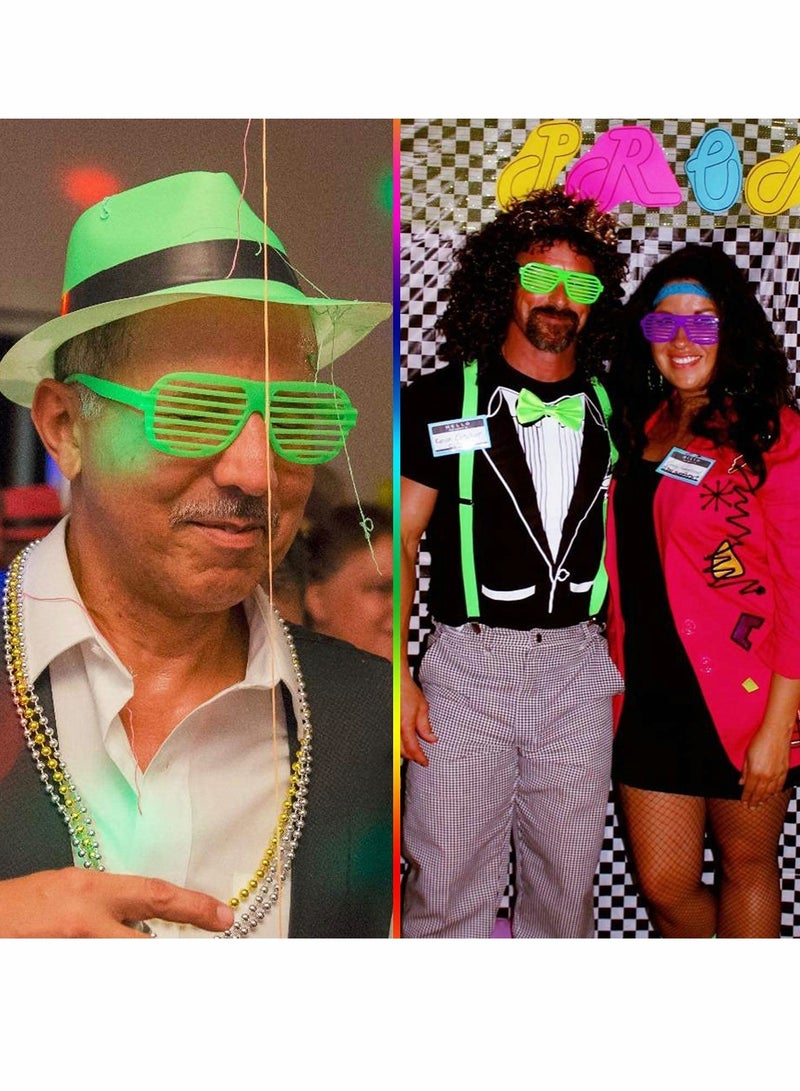 Kids Plastic Shutter Shades Glasses - 12 Pairs Neon Color Shutter Glasses 80's Party Slotted Sunglasses for Kids  Adults (4 Colors) - Image 5