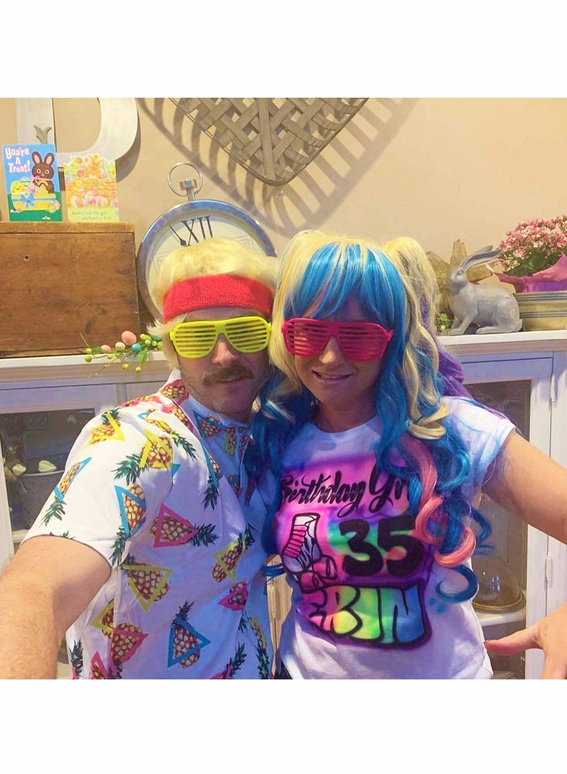 Kids Plastic Shutter Shades Glasses - 12 Pairs Neon Color Shutter Glasses 80's Party Slotted Sunglasses for Kids  Adults (4 Colors) - Image 3
