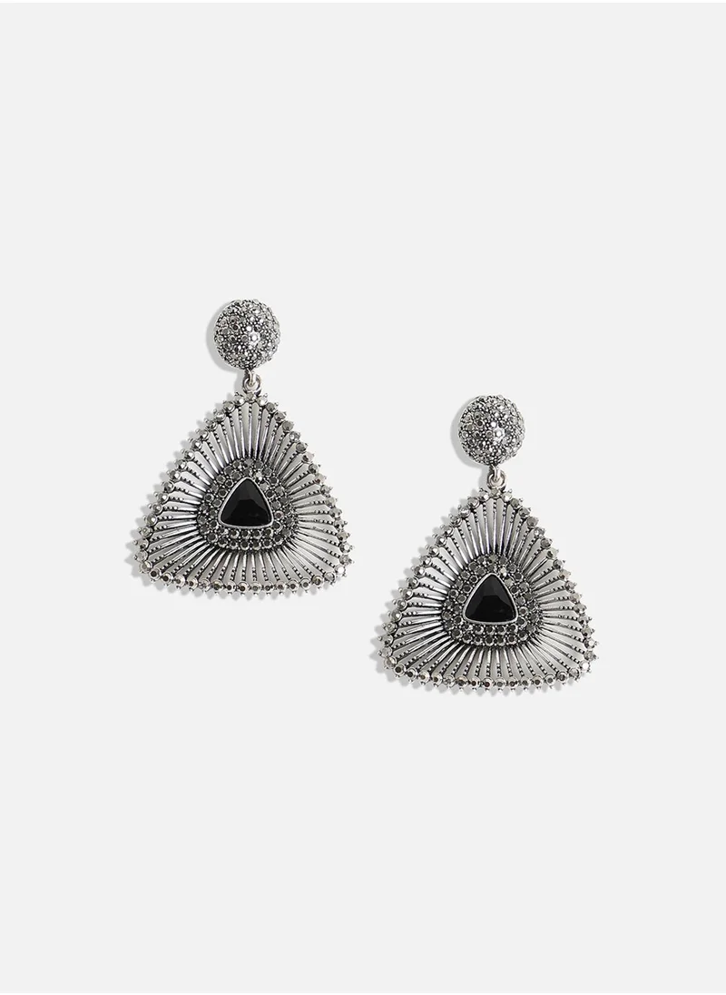 SOHI Stone Lined Triangle Drop Earrings