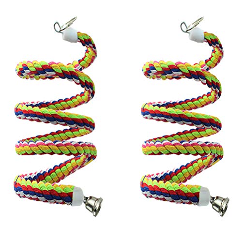 Tayfremn 2pcs 63in Bird Perch Rope Bungee Bird Toy Pure Natural Parrot Cage Parrot Chewing Toy - Image 1