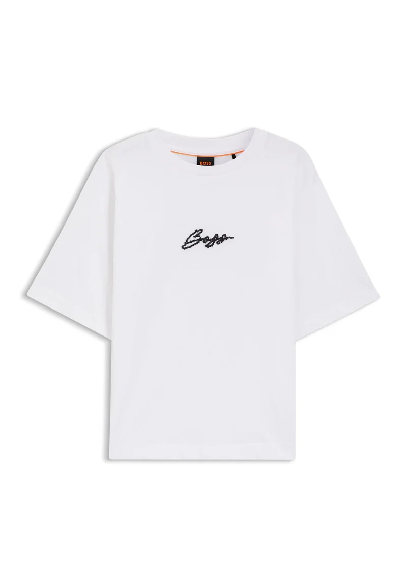 BOSS White Cotton-jersey T-shirt with printed artwork for Women | Best Price UAE