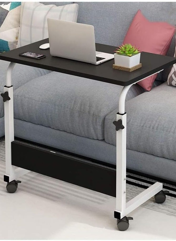 Reko - Bed Table Height Adjustable Mobile Laptop Stand Desk Rolling, Height Adjustable Table Breakfast Portable Computer Desk Study Room Bedroom Living Room Stand for Bed Sofa (Black) - Image 1