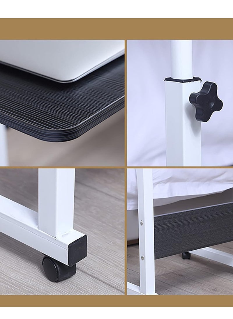 Reko - Bed Table Height Adjustable Mobile Laptop Stand Desk Rolling, Height Adjustable Table Breakfast Portable Computer Desk Study Room Bedroom Living Room Stand for Bed Sofa (Black) - Image 1