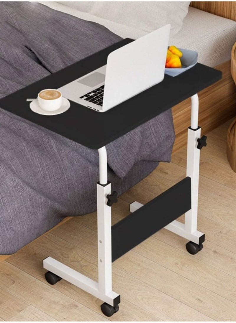 Reko - Bed Table Height Adjustable Mobile Laptop Stand Desk Rolling, Height Adjustable Table Breakfast Portable Computer Desk Study Room Bedroom Living Room Stand for Bed Sofa (Black) - Image 1