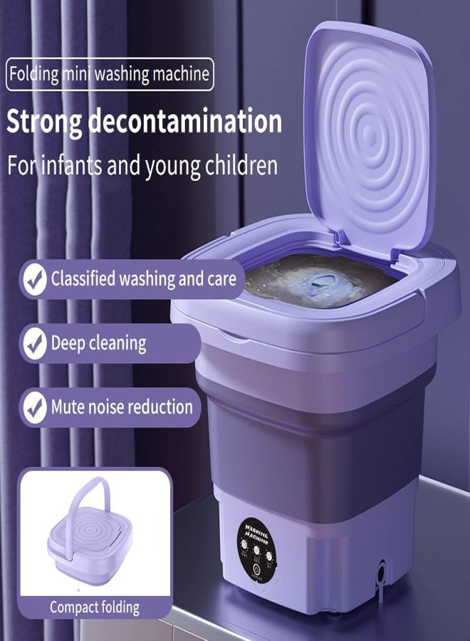 Mini Foldable Portable Washing Machine & Spin Dryer, Compact 6L Washer Bucket for Travel, Camping, Dorm & Apartments, Ultrasonic Laundry Machine for Baby Clothes & Small Loads – Purple  - Image 2