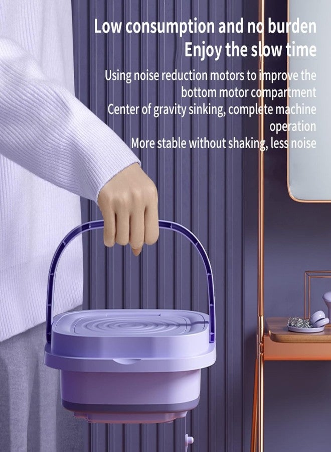 Mini Foldable Portable Washing Machine & Spin Dryer, Compact 6L Washer Bucket for Travel, Camping, Dorm & Apartments, Ultrasonic Laundry Machine for Baby Clothes & Small Loads – Purple  - Image 4