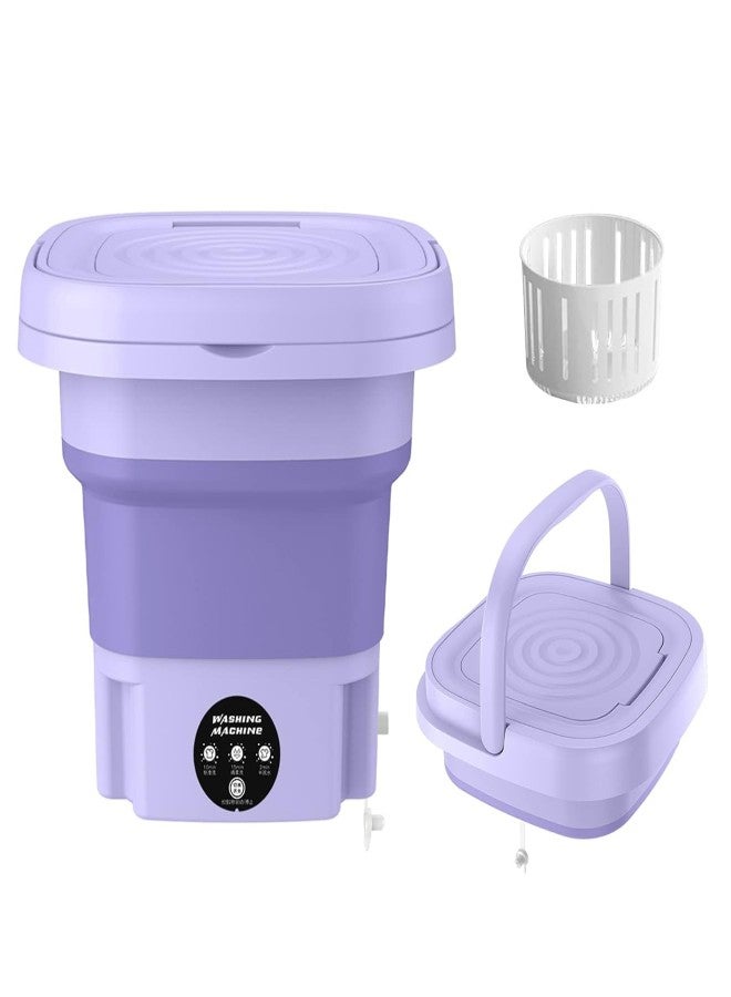 Mini Foldable Portable Washing Machine & Spin Dryer, Compact 6L Washer Bucket for Travel, Camping, Dorm & Apartments, Ultrasonic Laundry Machine for Baby Clothes & Small Loads – Purple  - Image 1