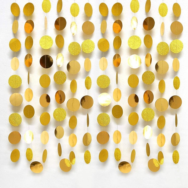 Decor365 Gold Party Decorations Glitter Dot Garland Circle Streamers for Birthdays Baby Showers Bridal Showers Christmas New Yearâ€™s Eve Valentineâ€™s Day Anniversaries Graduation Holiday Decor - Image 5