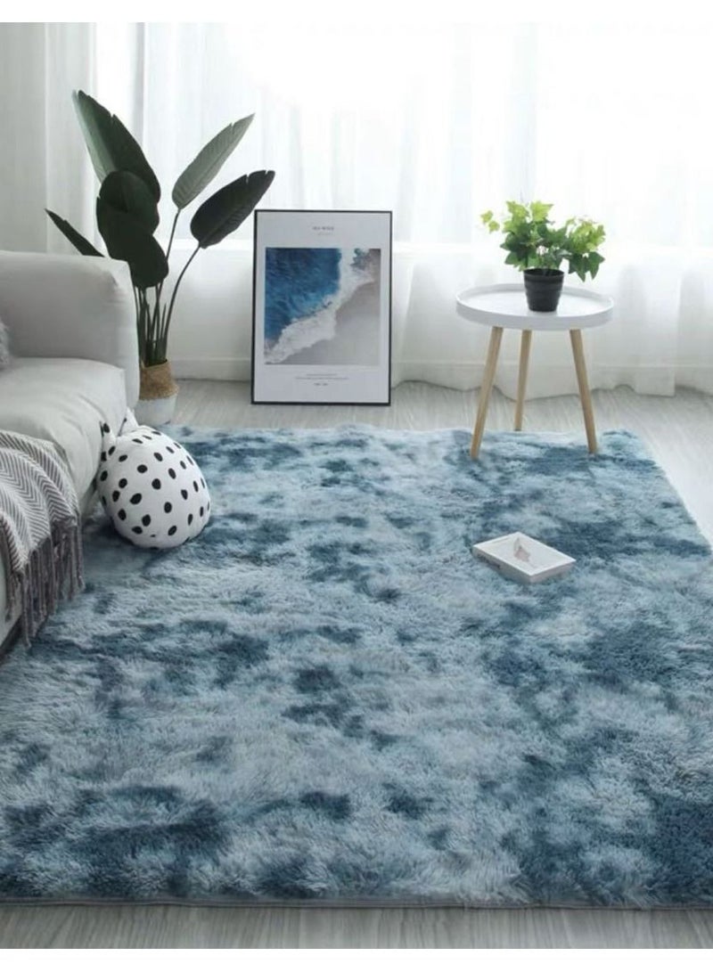 Comfy سجادة منطقة زرقاء من الفرو الصناعي الناعم والمريح 160 × 210 سم