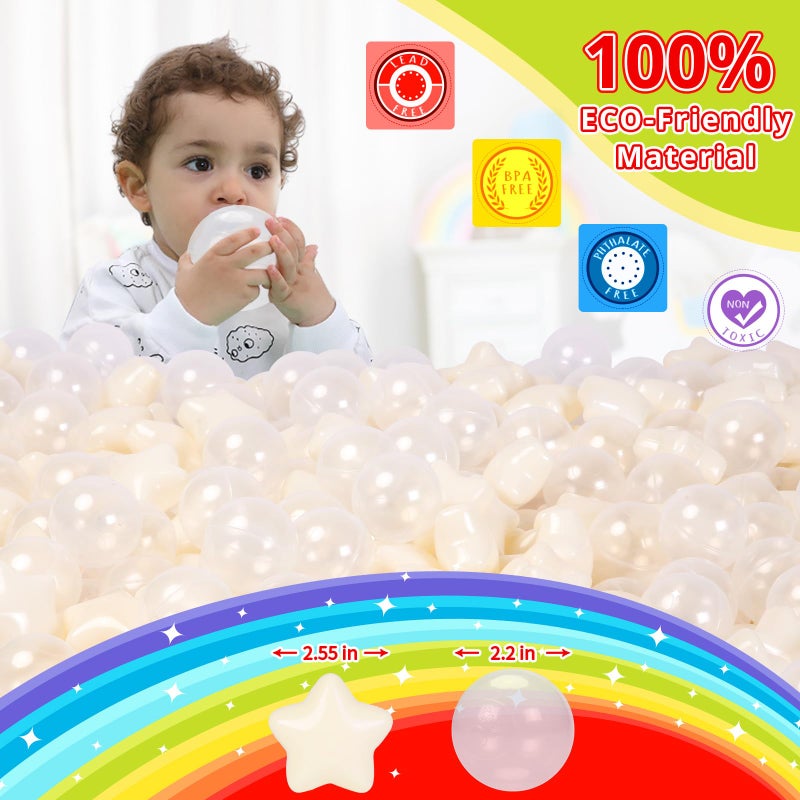 STARBOLO Star Ball Pit Balls for Toddlers -100pcs Crush Proof Phthalate Free BPA Free Non-Toxic Play Balls Play Tent Pool Playhouse Playpen Party Decoration. - Image 4