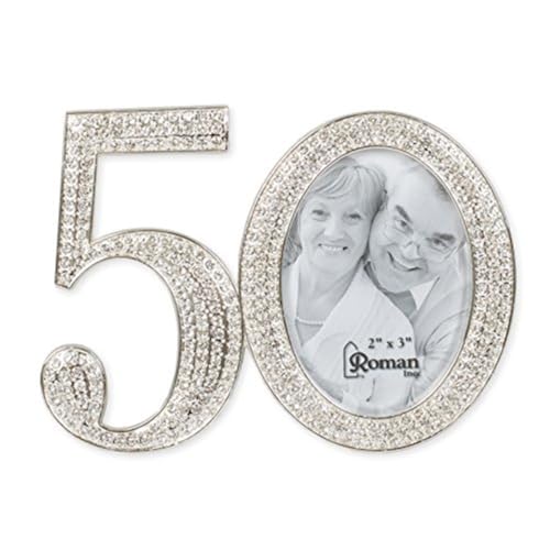 Roman Giftware Inc Caroline Collection Wedding Anniversary 325 H 50TH Rhinestone FrameReligious Inspirational Durable 4x1x3 - Image 3