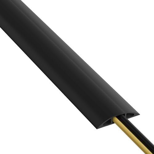 D-Line 6ft Floor Cord Cover, Cable Protector, Hide Extension Cords, Protect Cords, Prevent Cable Trips, Heavy Duty Cord Hider - Cable Cavity = 0.63" (W) x 0.31" (H) - Black - Image 1