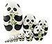 Winterworm Cute Animal Theme Black and White Panda Egg Shape Wooden Handmade Nesting Dolls Matryoshka Dolls Set 10 Pieces for Kids Toy Birthday Home Kids Room Decoration - Image 2