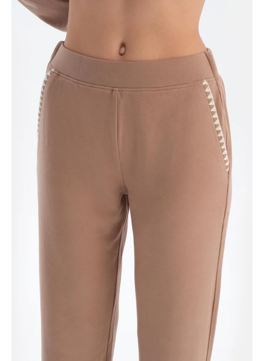 dagi Milky Coffee Shepherd Stitched Trousers