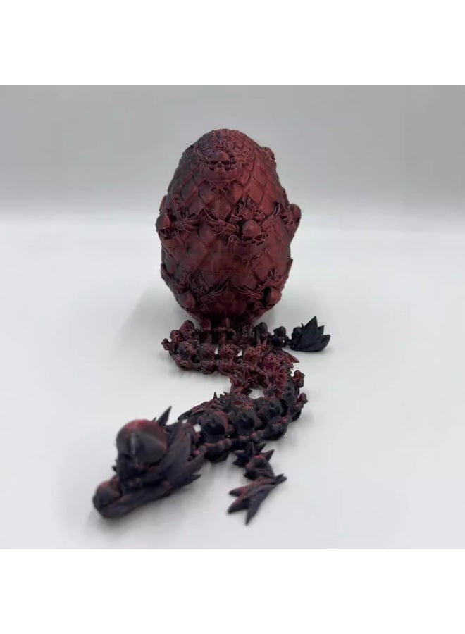 Loquat 3D PrinteD  Ornaments Joint Activity Crystal Dragon 3D PrinteD Dragon Toy HanD-maDe Gem Dragon Skull Dragon-Color:11+27-black And Red-skeleton Dragon Scale Egg - Image 3