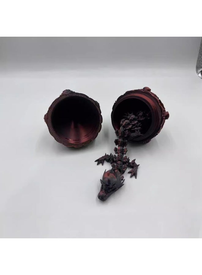 Loquat 3D PrinteD  Ornaments Joint Activity Crystal Dragon 3D PrinteD Dragon Toy HanD-maDe Gem Dragon Skull Dragon-Color:11+27-black And Red-skeleton Dragon Scale Egg - Image 4