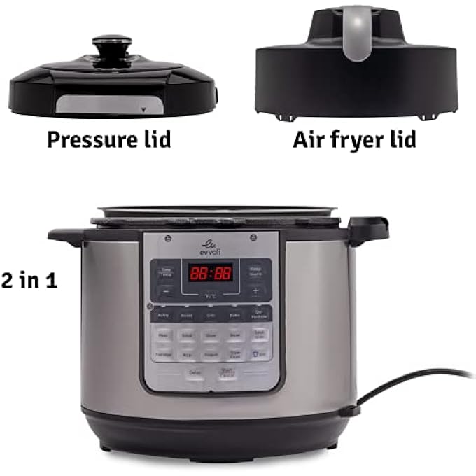 إيفولي قدر ضغط كهربائي 15 في 1 مع مقلاة هوائية كومبو 57 لتر 1500 واط EvkaCom6015S - Image 4