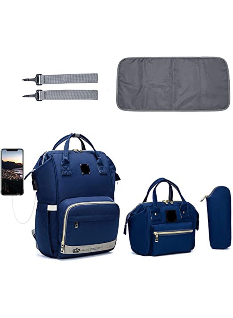 GT-Wheel Diaper Mummy Bag Backpack, Diaper Bag Tote, Bottle bag, Large Unisex Baby Bags with Changing Pad, Multipurpose Travel Bag for Moms Dads(Blue)