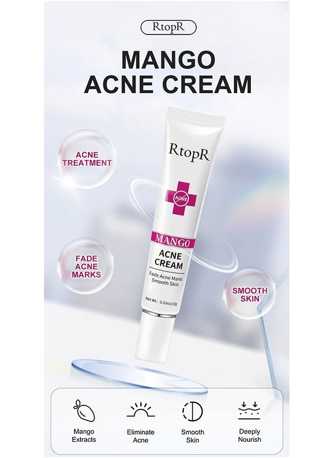 RtopR Mango Acne Cream,Acne Treatment Face Cream, Acne Spot Treatment for Face and Acne Dots, Natural Cystic Acne Treatment, For All Skin Types, Premium Acne Scar Cream and Pimple Remover 15g  - Image 2