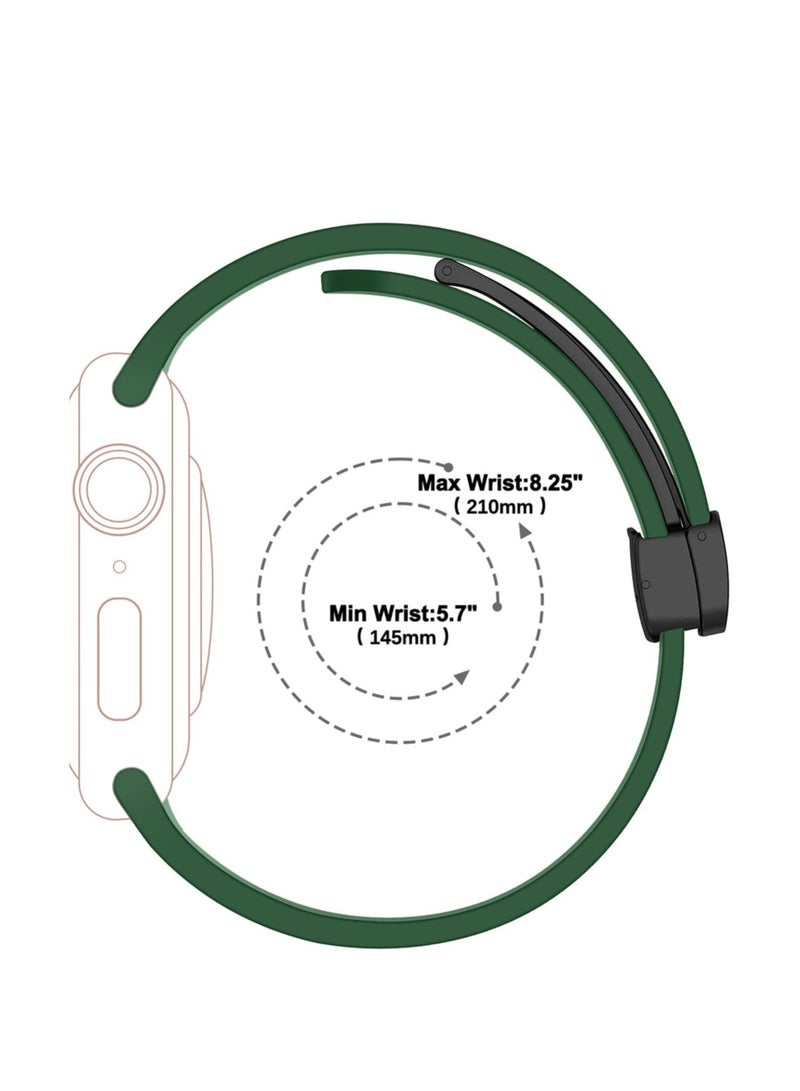 CMP Green Silicone Sport Band with Magnetic D Buckle for Apple Watch 42mm, 44mm, 45mm, 49mm, Replacement Strap Compatible with All Series  Green Apple Watch band, silicone sport strap, magnetic D buckle band, 42mm strap, 44mm strap, 45mm band, 49mm band, water-resistant Apple Watch strap, Apple Watch Series 9/8/7/6/5/4/SE/3/2/1 band - Image 3