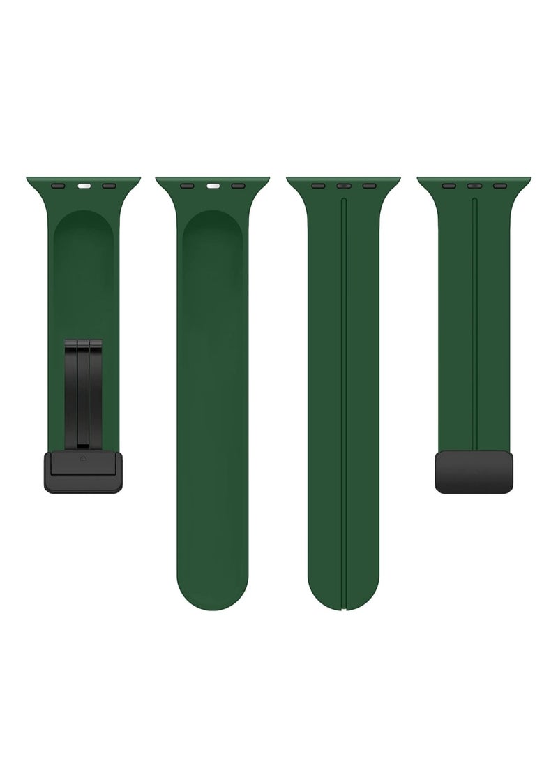 CMP Green Silicone Sport Band with Magnetic D Buckle for Apple Watch 42mm, 44mm, 45mm, 49mm, Replacement Strap Compatible with All Series  Green Apple Watch band, silicone sport strap, magnetic D buckle band, 42mm strap, 44mm strap, 45mm band, 49mm band, water-resistant Apple Watch strap, Apple Watch Series 9/8/7/6/5/4/SE/3/2/1 band - Image 5