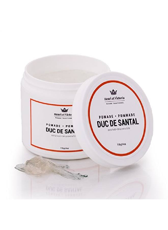 Henri et Victoria Duc de Santal Hair Pomade | | Hand Made | Strong Hold and Medium Shine | | 118g 4oz - Image 3