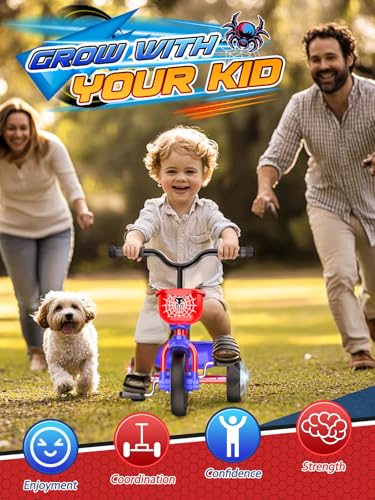 Ackarido Tricycle for Toddlers 13 35 Year Olds Spider Toddler Bike Baby Balance Bike with Colorful Lighting Wheels Large Basket Birthday Gift and Toy for 1 2 3 4 5 Year Olds Boys and Girls - Image 5