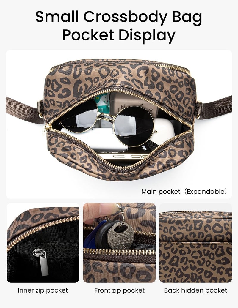 MEXS Crossbody Bags for Women, Mini Crossbody Bag Travel Purse Cross Body Purse, Adjustable Strap Shoulder Handbags Wallet, Everyday Purses for Travel Hiking (Brown Leopard) - Image 5