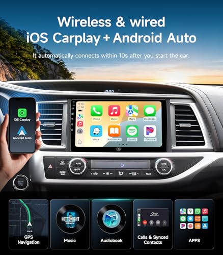 AINAVIGO 10.2" Car Stereo Radio for Toyota Highlander 2014-2019 - Wireless CarPlay Android Auto | 5G WiFi GPS Navigation | Bluetooth FM/SWC | Touchscreen | 1080P Backup Camera - Image 3