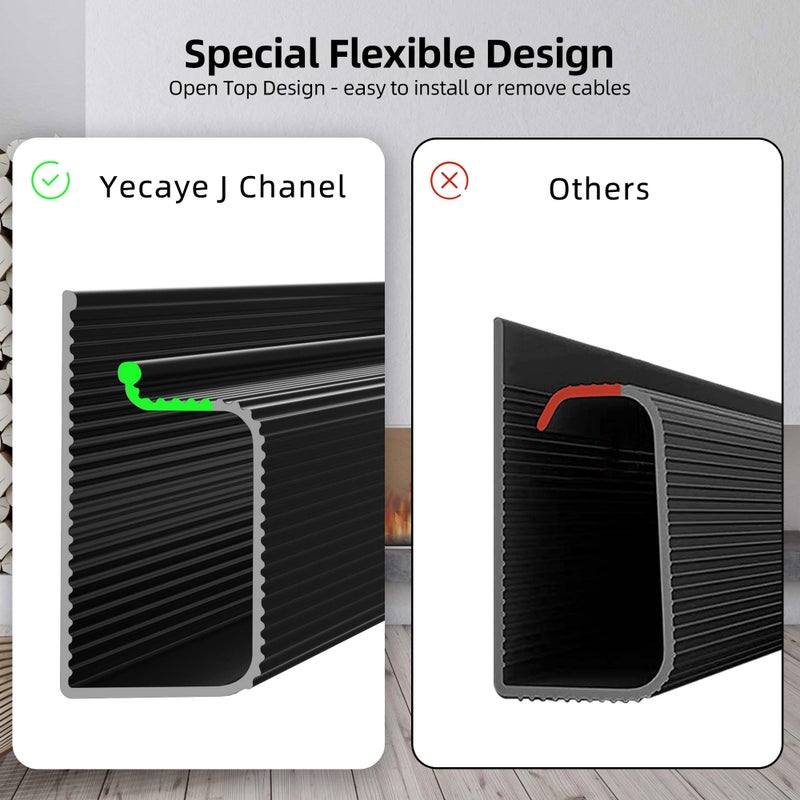 YECAYE 6X15.7in Under Desk Cable Management,Cable Management Under Desk,Easy Install Self-Adhesive Cable Organizer, Cable Management, Cable Management Kit for Home & Office,Child & Pet Proof,Black - Image 5
