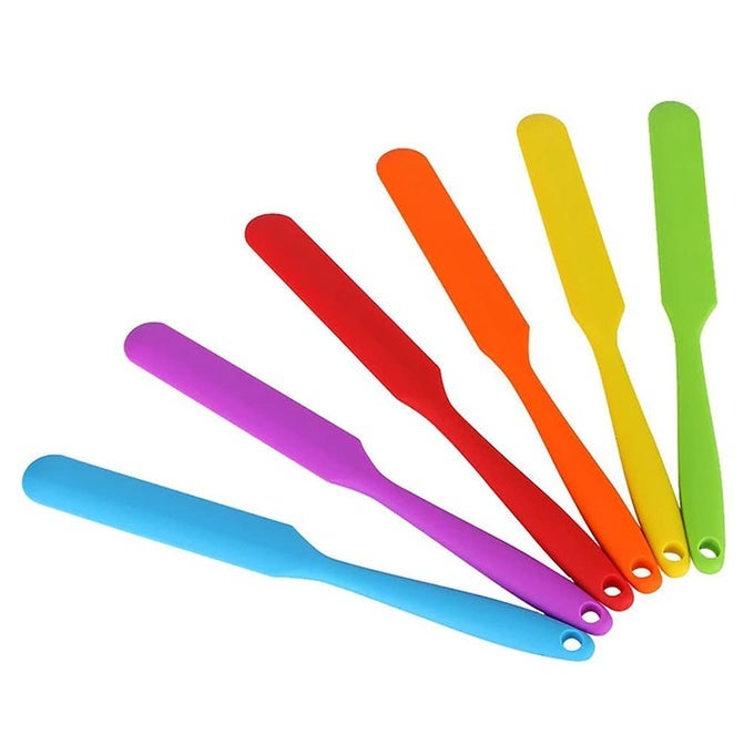 SMALL SILICONE SPATULAS BULK FOR KITCHEN BAKING CAKE ICING RESIN CRAFTSET OF 6 MINI SILICON SCRAPER TOOL JAR SPATULA WITH LONG HANDLE HEAT RESISTANT WAXING STICKS LARGE WITH SLANT FOR HARD WAX