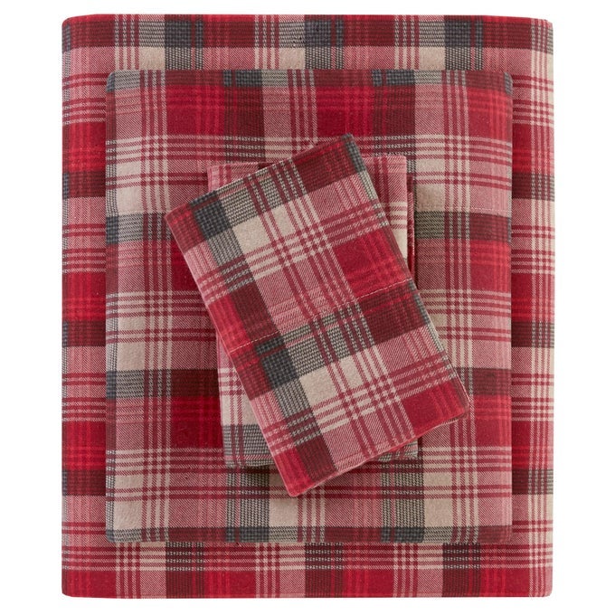 COTTON SHEET SET COTTAGE CHARMS PRINT 100 COTTON FLANNEL SHEETS WARM FUZZY BEDDING SET QUEEN SIZE SHEETS FITTED POCKET FITS UP TO 14 MATTRESS QUEEN RED PLAID 4 PIECE