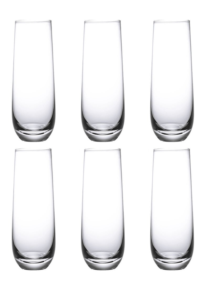 مجموعة أكواب شفافة طويلة سعة 290 مل، مكونة من 6 قطع، أكواب شرب رفيعة متعددة الاستخدامات للمياه والعصير والشاي المثلج، مصنوعة من زجاج فاخر خالٍ من الرصاص، مثالية للاستخدام المنزلي واليومي - Image 1
