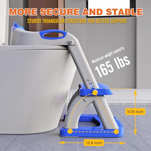 SKYROKU Potty Training Seat ，SKYROKU Potty Training Toilet with Step Stool Ladder, for Kids Boys Girls Toddlers - Comfortable Safe Potty Seat with Anti-Slip Pads Ladder (8899+DarkBlue) - Image 5