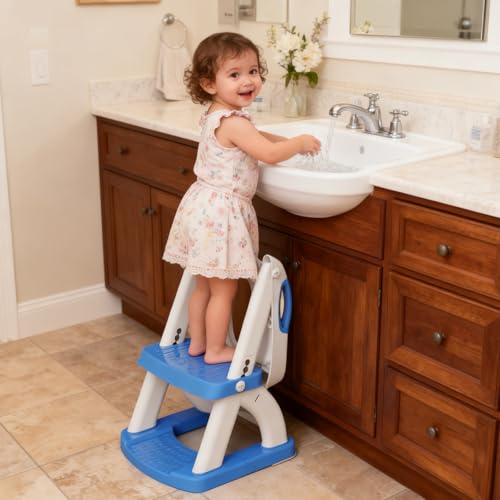SKYROKU Potty Training Seat ，SKYROKU Potty Training Toilet with Step Stool Ladder, for Kids Boys Girls Toddlers - Comfortable Safe Potty Seat with Anti-Slip Pads Ladder (8899+DarkBlue) - Image 3