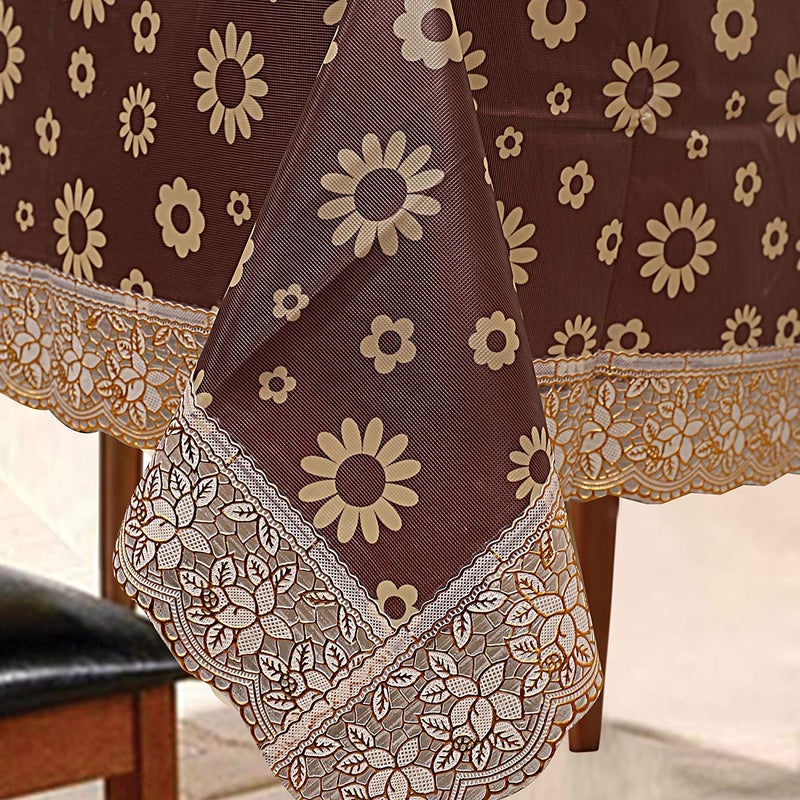 CASANEST Waterproof Square Shaped Brown Flower Design46 Seater Dining Table Cover Size 54x78 inches printed002 - Image 2