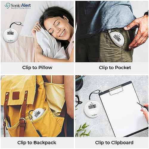 Sonic Alert Digital Alarm Clock - Travel Alarm Clock for Heavy Sleepers - Bed Shaker Alarm Clock - Vibrating Alarm Clock Under Pillow - Battery Operated – White - Image 5