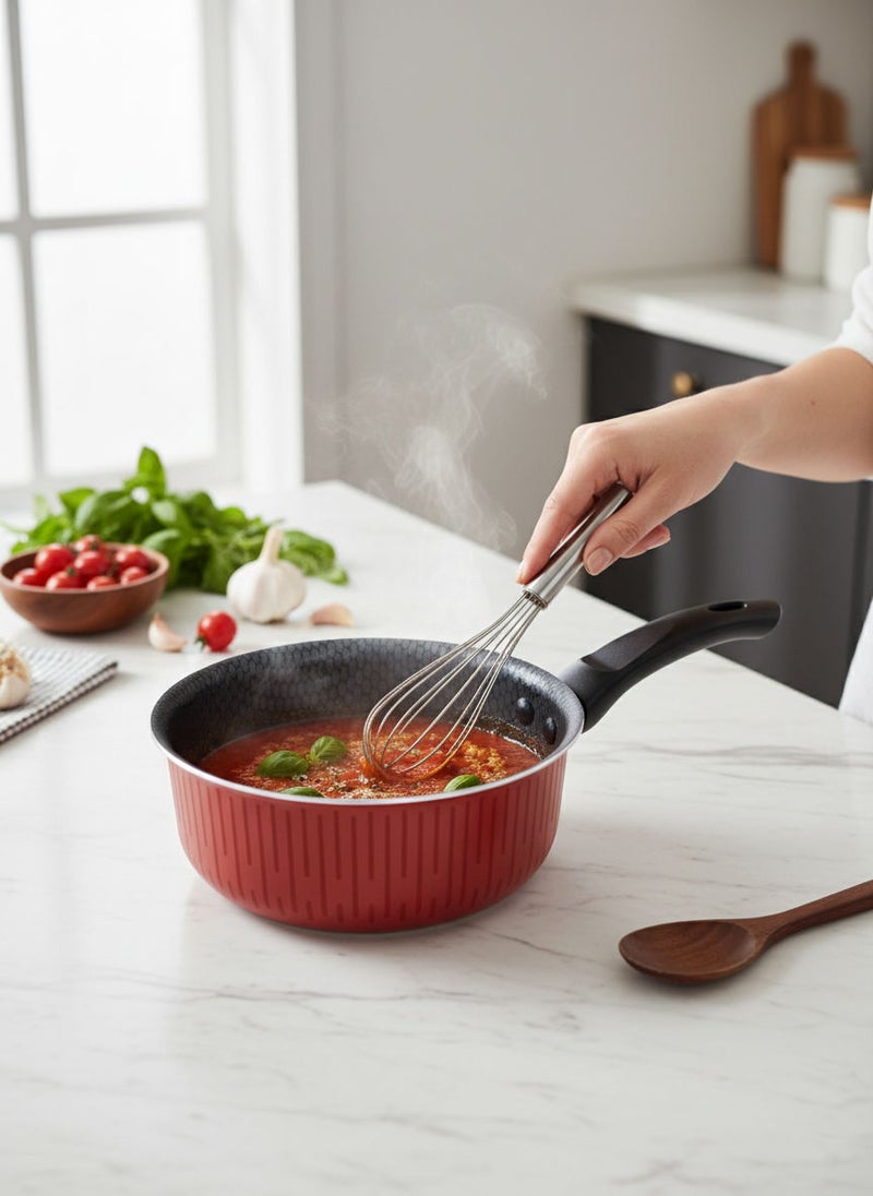 تروفال قدر صلصة ألمنيوم غير لاصق بمقبض مقاوم للحرارة، لون أحمر/أسود، مقاس 20 سم - Image 1