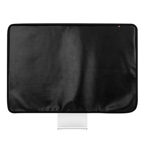 ALHBEJT Monitor Dust Cover for iMac 24 inch PU Leather Anti-Static Dustproof Protective Cover for LCD/LED/HD Panel Case Computer Sleeve Monitor Dust Cover with Rear Pocket (Black, 24inch) - Image 2