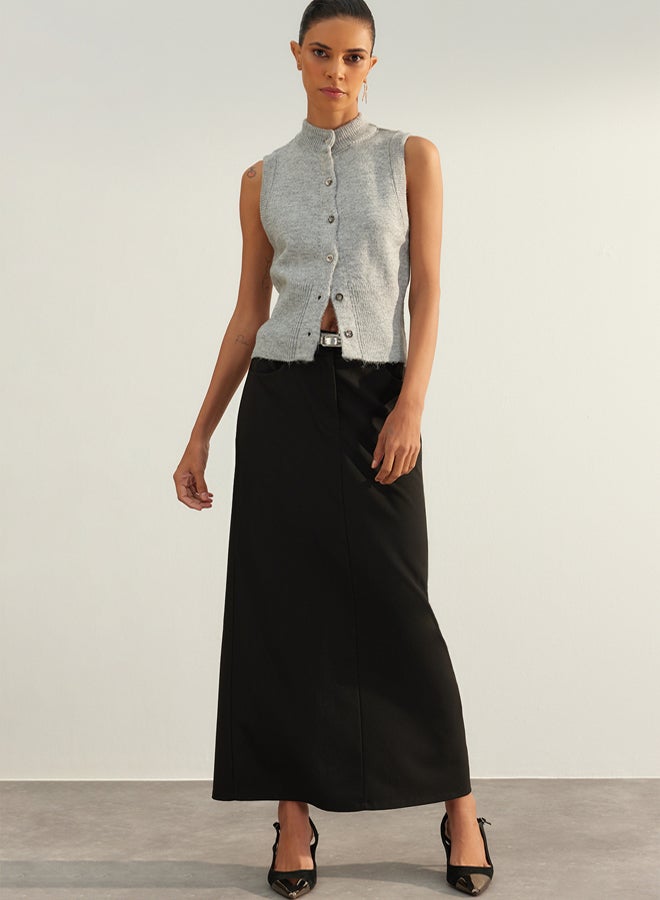 trendyol Limited Edition Gray Soft Textured Knitwear Vest - Image 1