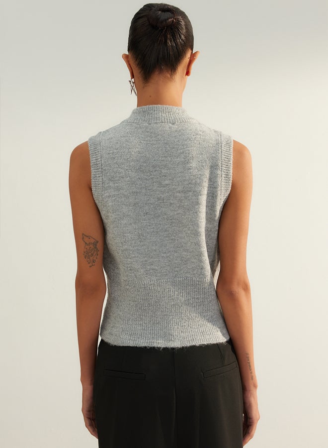 trendyol Limited Edition Gray Soft Textured Knitwear Vest - Image 5