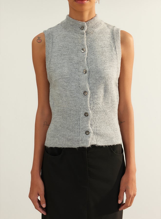 trendyol Limited Edition Gray Soft Textured Knitwear Vest - Image 4