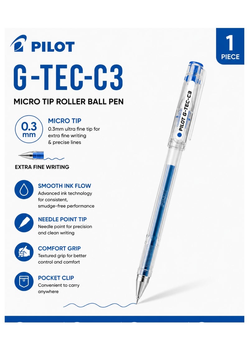 PILOT 1-Piece G-Tec Ulta Fine Tip Roller Ball Pen 0.3mm Blue - Image 1
