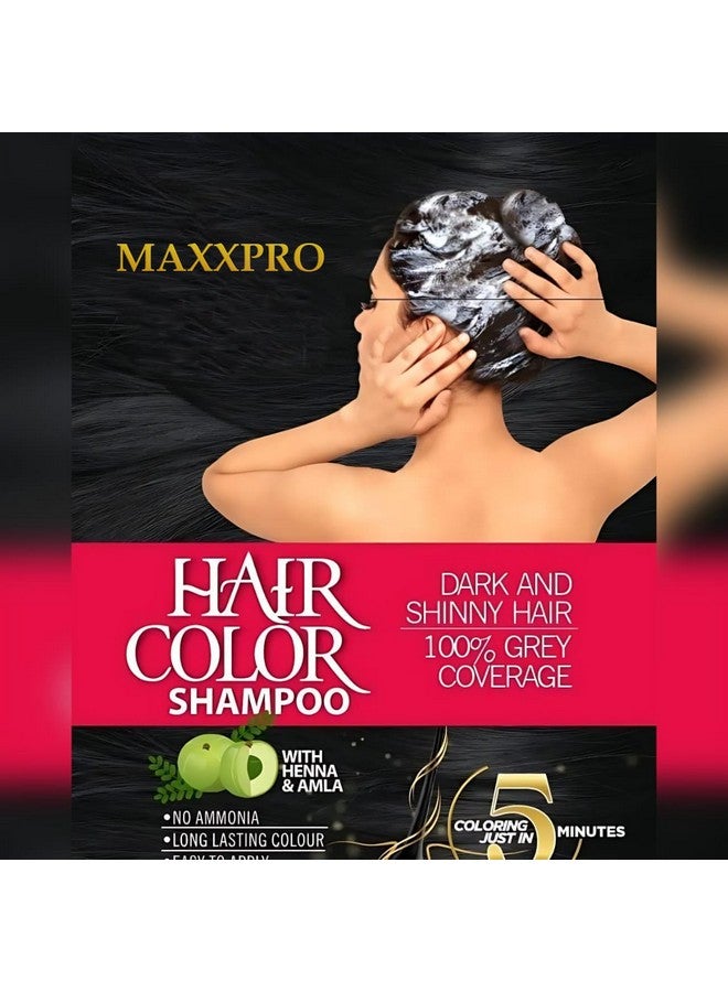 MAXXPRO Herbal Hair Dye Hair Darkening Shampoo Instant Black In 5 Minutes Pack Of 20 Sachets Black Hair Shampoo - Image 4