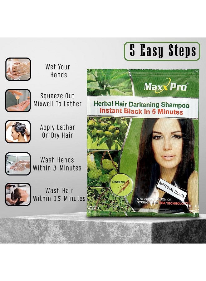 MAXXPRO Herbal Hair Dye Hair Darkening Shampoo Instant Black In 5 Minutes Pack Of 20 Sachets Black Hair Shampoo - Image 5