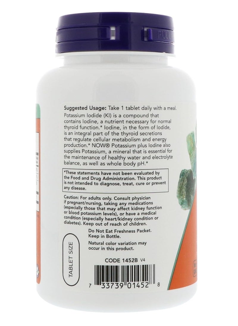 now - NOW Potassium Plus Iodine Food Supplements - 180 Tablets - Image 1