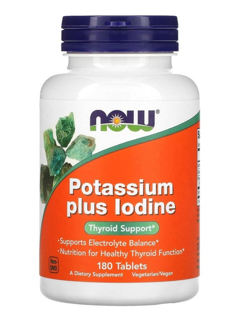 NOW Potassium Plus Iodine Food Supplements - 180 Tablets