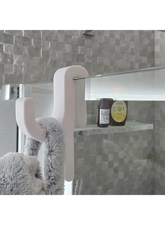 خطاف ستارة دش باللونين الأسود والأبيض، لا تحتاج إلى حفر، سهلة التركيب على الأبواب عديمة الإطار بسُمك ٨ مم للمناشف والروب - Image 3