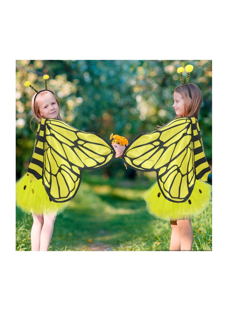 SYOSI Girls Bee Costume with Tutu and Headband 3Pcs Fairy Wings Toddler Toys Dress Up for Play for Kids 3 to 9 Bug Party Supplies - Image 2