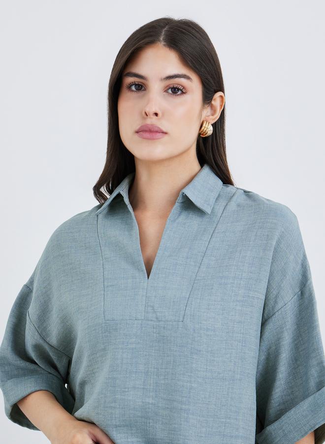 ستايلي طقم أميرة فضفاض بأكمام قصيرة وبنطلون واسع محتشم - Image 3